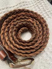 Genuine Leather Unisex Brown Tan Colour Woven Braided Belt 130cm