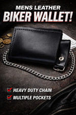 Mens leather biker wallet - leather,