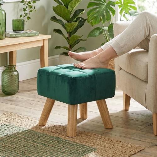 Footstool with wood legs - with,
