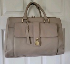 PAUL COSTELLOE BEIGE/TAUPE LARGE LEATHER TOTE BAG WORK BUSINESS BAG- EXCELLENT 