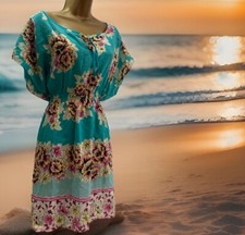 M&S Marks&spencer Silk Cotton Chiffon  Boho Floral Beach Cover Up S VGC