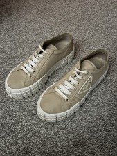 Authentic PRADA Double Wheel Low Top Beige Nylon Sneakers Sold Out Size 39