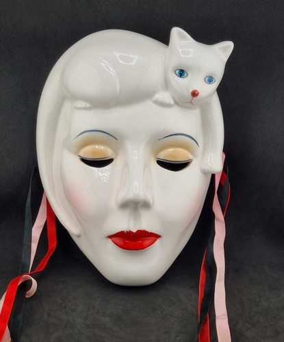 Vintage ceramic wall mask - wall, lady