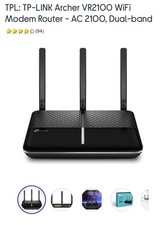 TP-LINK AC2100 Archer VR2100 VDSL/ADSL Modem Router OneMesh - Black