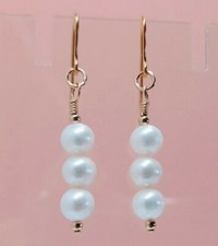 9ct Gold Pearl Earrings, Natural Pearl Drops, Gold Accent Beads, Timeless Gift