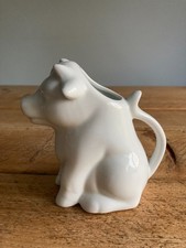White Jug Milk Cream Sauce Gravy Custard Serving Cow Bull 12cm tall