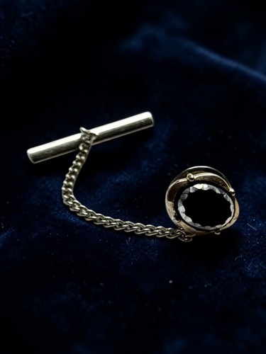 Vintage black stone tie tack - vintage,