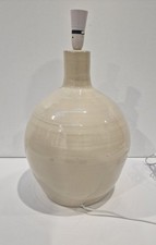 Large 50cm Cream Ceramic Table Lamp Handmade Vase Style Light UK Plug Switch