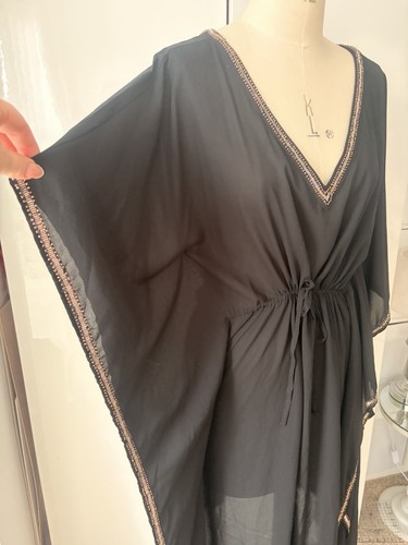 Black beaded dress cover - beaded, up