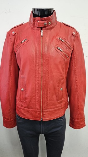Ladies red biker style leather - ladies,