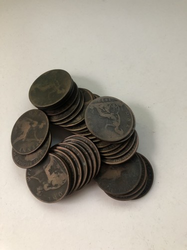 Queen victoria pennies - pennies, 1889