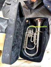 BARITONE MADE OF PURE BRASS METAL IN CHROME+ CUSHION BOX +MOUTHPIECE + FREE SHIP