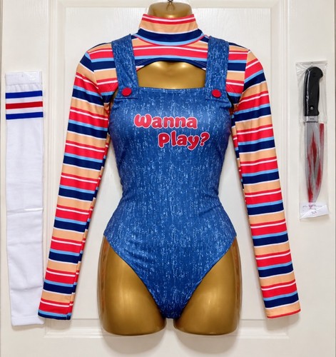 Women blue chucky costume - chucky,