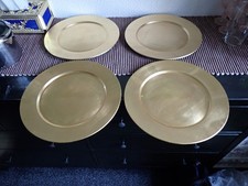 4 x DEBENHAMS LARGE PARTY SERVING PLATES - 33cm ACROSS - METALIC GOLD