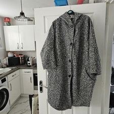 Grey Marl Oversized Boucle Coat One Size Up to 22 NWOT Made In Italy