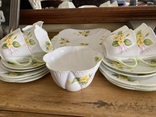 Vintage Shelley China Tea Set - Primrose - Four Piece, Milk/Sugar, Sandwich