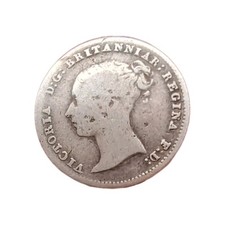 1845 Queen Victoria .925 Silver Threepence 3d Coin. Scarce