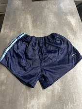 Vtg 80s Adidas Blue Shiny Nylon 3 Stripe Glanz Unlined Sprinter Shorts Large