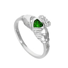 Sterling Silver & Emerald CZ