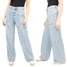 Womens M&S Wide Leg Jean Carpenter Cargo Classic High Rise Soft Denim RRP £39.50