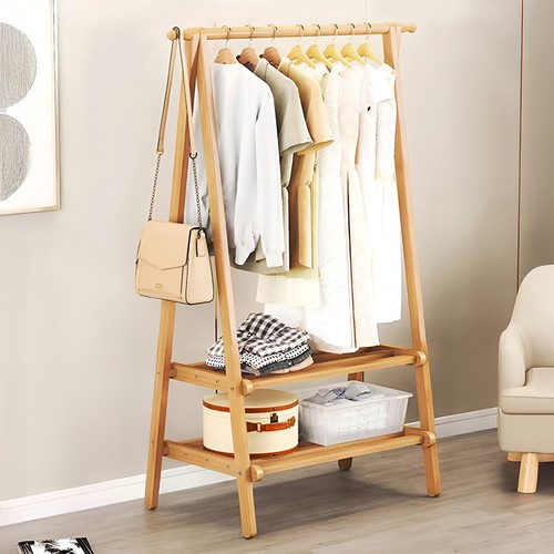 Bamboo wood clothes rail - clothes,