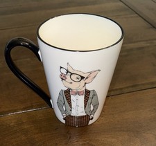 Signature Housewares  Hipster  Animal  Coffee Mug  16.5 oz  Pig with Eyeglasses