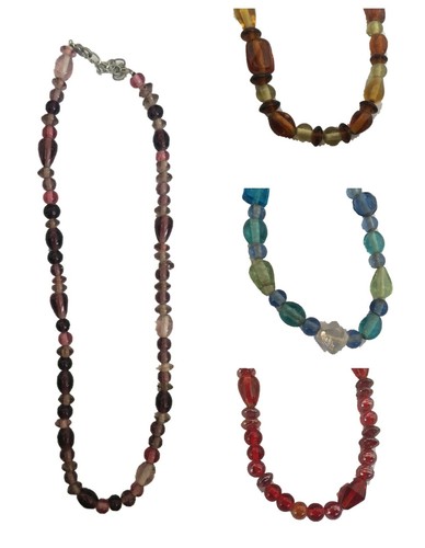 Dyed glass bead necklace - dyed,