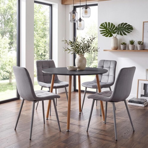 Grey round dining table - dining,