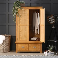 Cheshire Oak Double 2 Door Wardrobe with 2 Drawers SLIGHT SECONDS AD22-F367