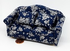 Dolls House Navy Floral Pattern Sofa Tumdee Furniture 1:12 Scale Accessory