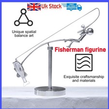 Kinetic Fishing Sculpture, The Fisherman Balancing, Balance Art for Your Space