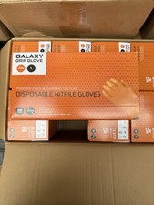 100 x Heavy Duty Diamond Orange Grip Nitrile Disposable Gloves Garage. Large