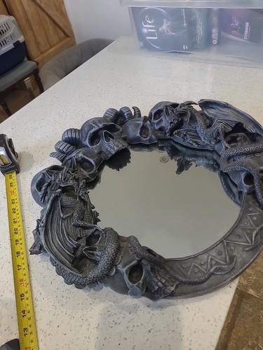 Skull black wall mirror - skull,