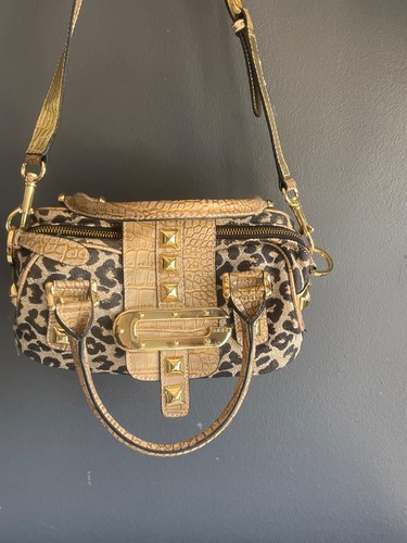Guess leopard print satchel - print,