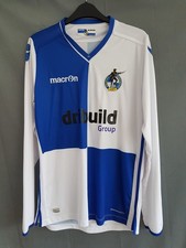 Bristol Rovers Home Shirt 2016. Medium. Original Macron. Blue Adults Long Top M.