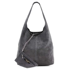 Grey Borse In Pelle Suede Hobo