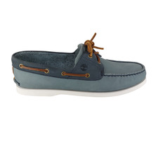 Timberland Men's Size UK 12.5 Blue Navy Leather 2 Eye Boat Deck Shoes NEW