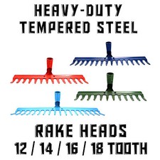 Tempered Steel Metal Rake Head Heavy Duty Replacement Lawn Leaves Garden EU