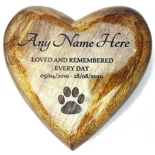 Heart shaped ashes - box, dog