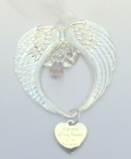 A Piece of my Heart is in Heaven Hanging PURPLE Crystal Angel Remembrance Gift 