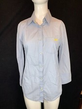 SUPERDRY Women's Black Label Blue Striped 3/4 Sleeve Shirt Blouse Size M