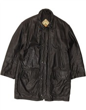 PACO CALVARI Mens Leather Jacket IT 48 Medium Black Leather DK01