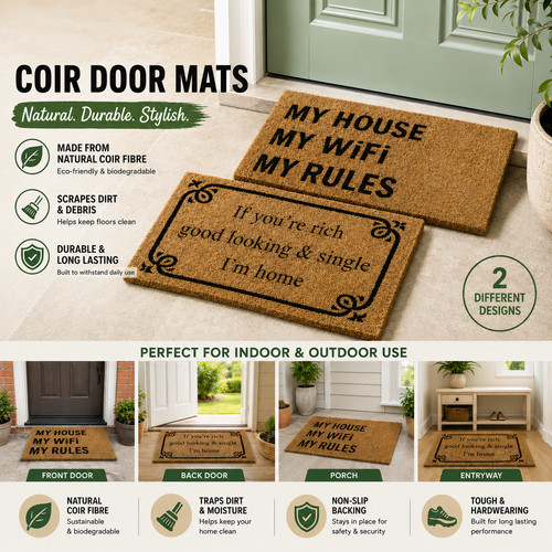 Natural coir door mats - natural,
