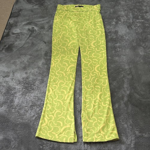 Zara green retro print flared - zara,