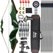 60" Longbow Arrow Set 20-60lbs Bamboo Core Limbs Archery Shooting Hunting RH LH