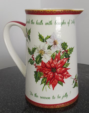 The Leonardo Collection Deck The Halls Christmas Jug 5” Festive Floral Design