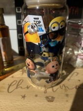 Glass Libby  Can Coffee Cup With Bamboo Lid Glass Straw Minions