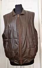 Vintage Toff London Men's Genuine Leather Gilet Waistcoat Jacket Brown Size 42 