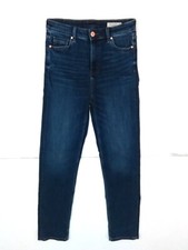 Women's M&S Sophia Jeans Denim Blue Straight High Rise Pockets Button NWOT F1