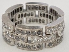 Vintage Cartier Maillon Panthere Full Pave White & Grey Diamond 18K Gold Ring